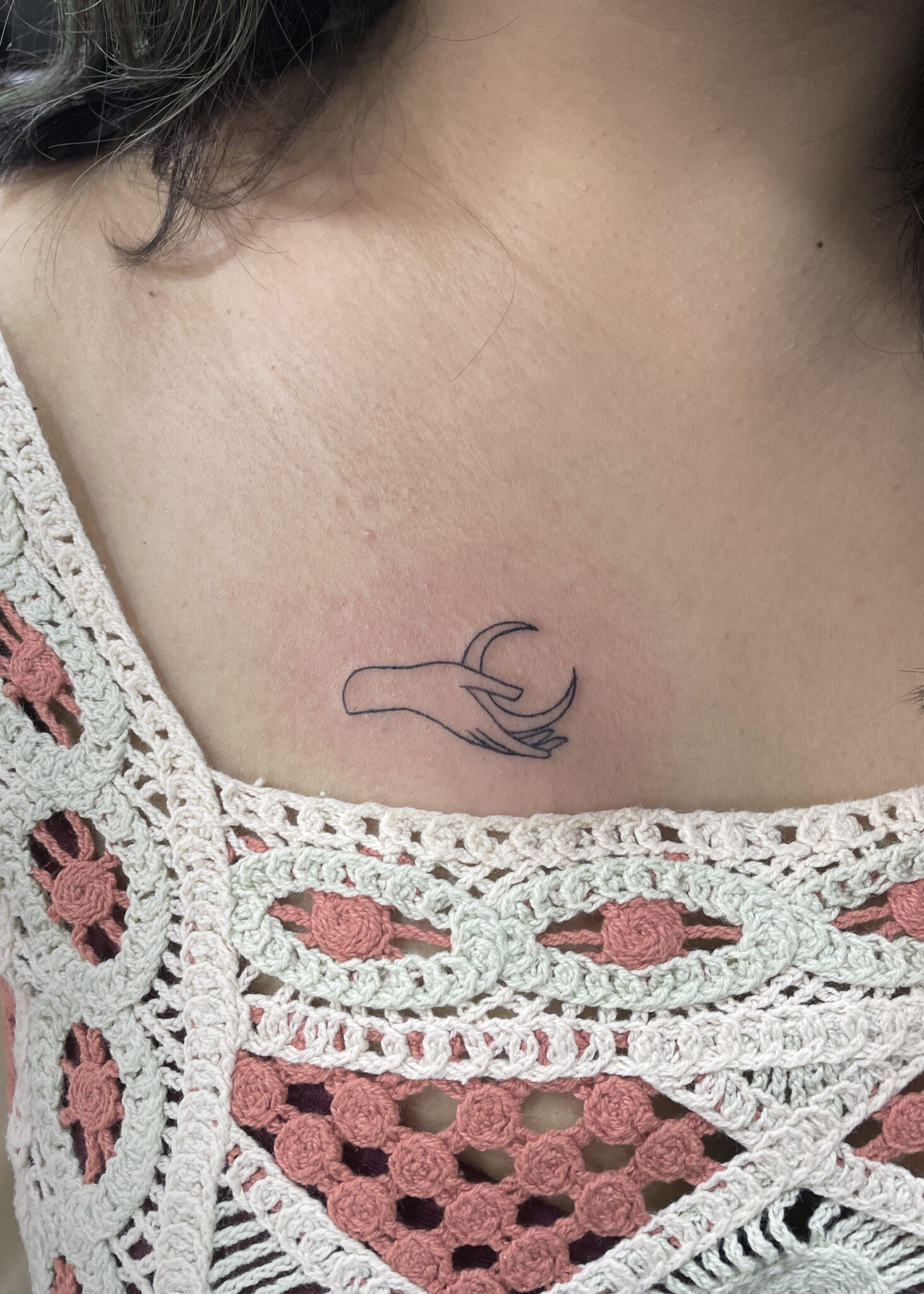 moon hand tattoo